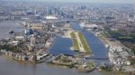 View of approach runway 27 London City Airport