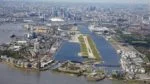 View of approach runway 27 London City Airport