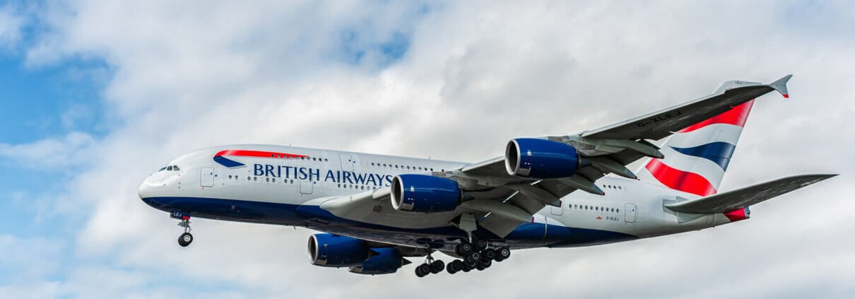 British Airways Airbus A380-800 Aircraft on approach
