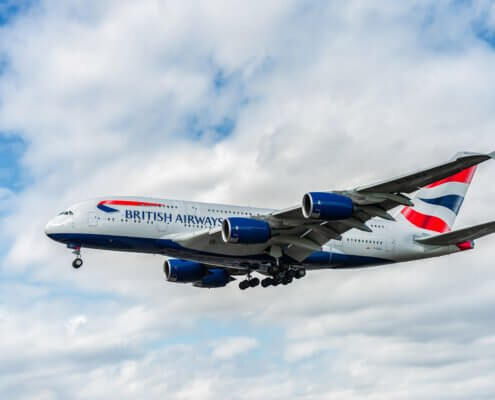 British Airways Airbus A380-800 Aircraft on approach