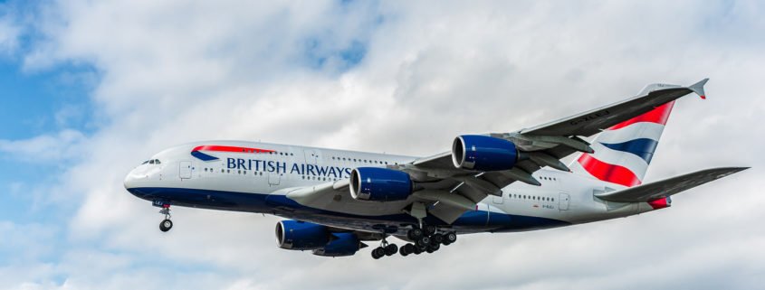 British Airways Airbus A380-800 Aircraft on approach