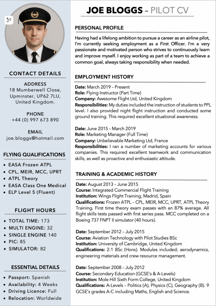 Pilot CV Template 2
