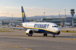 AI-generated illustration of a Ryanair Boeing 737 taxiing at an airport