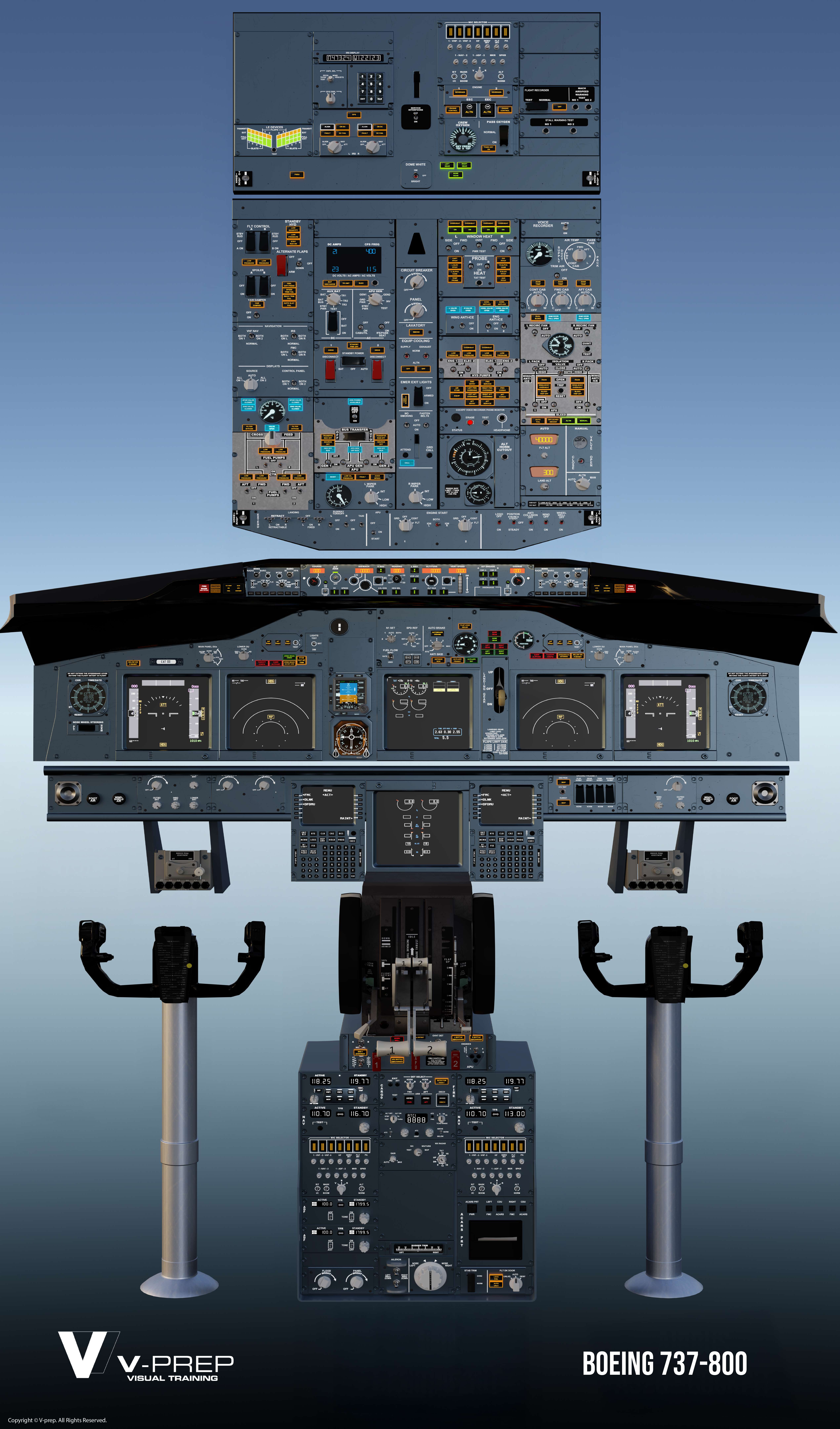 V-Prep Boeing 737-800 cockpit poster for pilot training and familiarisation